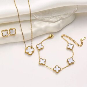 Gold Pearl Clover Set