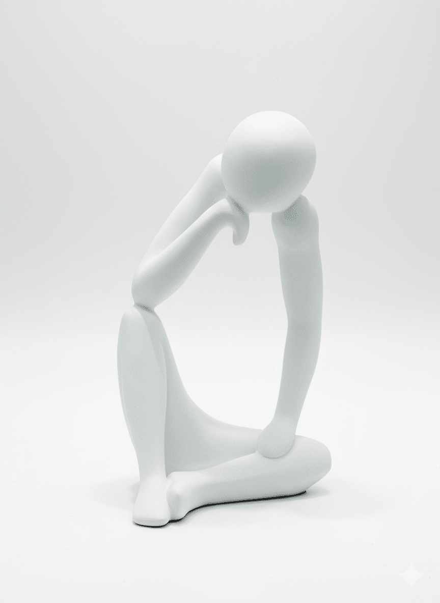 White Abstract Contemplation Sculpture - Image 2