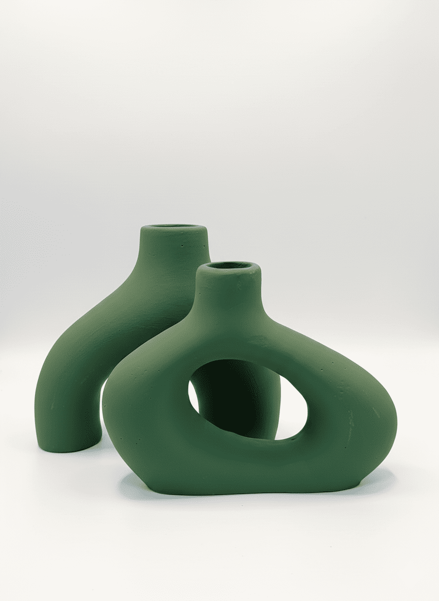 2 Set of Modern Abstract Ceramic Vase - Image 2