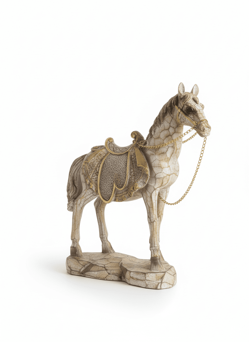 Ornate White & Gold Horse Figurine - Image 2