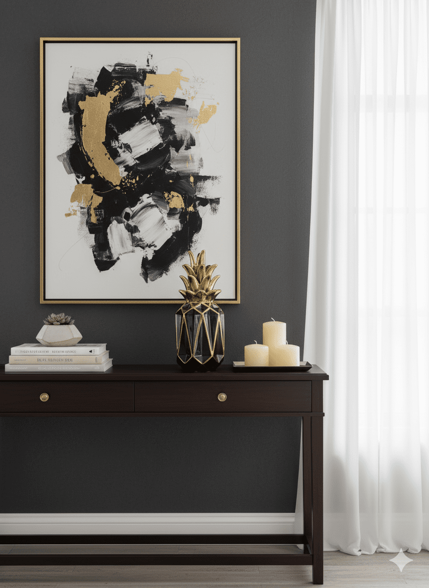 Geometric Black and Gold Pineapple Decor