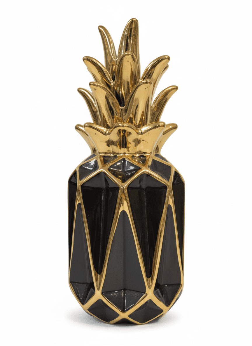 Geometric Black and Gold Pineapple Decor - Image 2