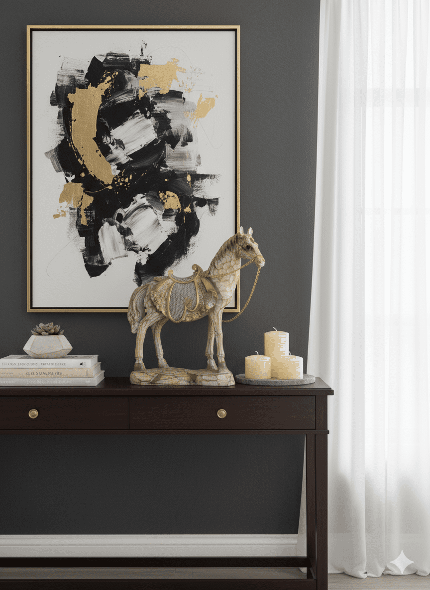 Ornate White & Gold Horse Figurine