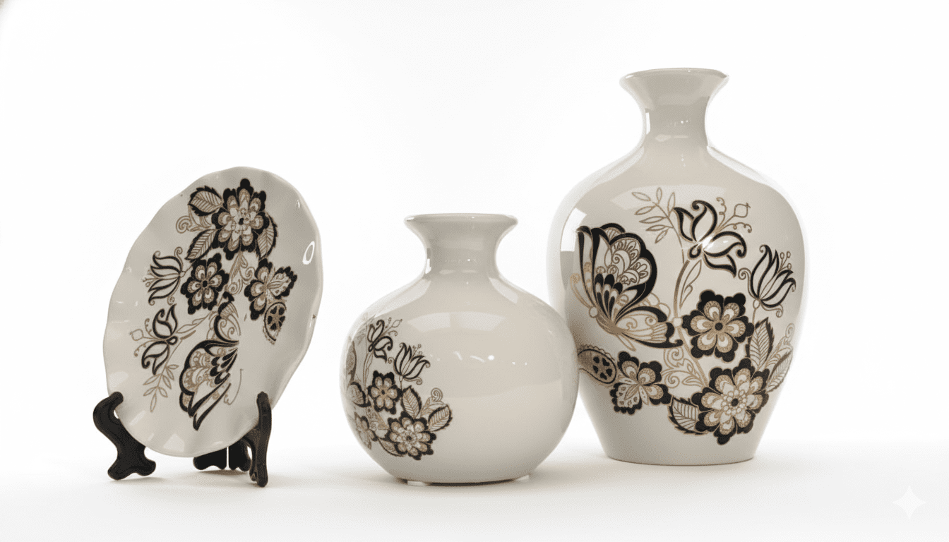 Vintage Floral Ceramic Decor Set - Image 2