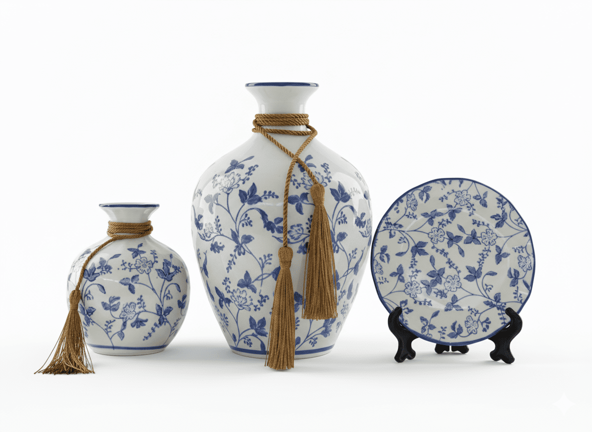Vintage Floral Ceramic Decor Set - Image 2